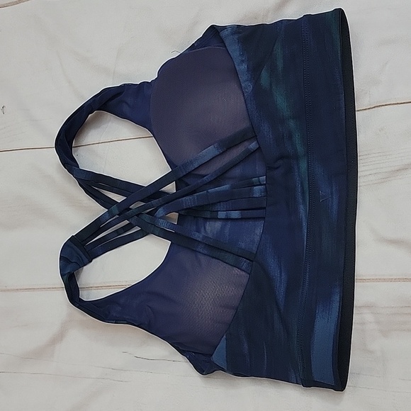 Victoria's Secret On Point Criss Cross Sports Bra size Large Navy Blue and Green - Picture 3 of 5